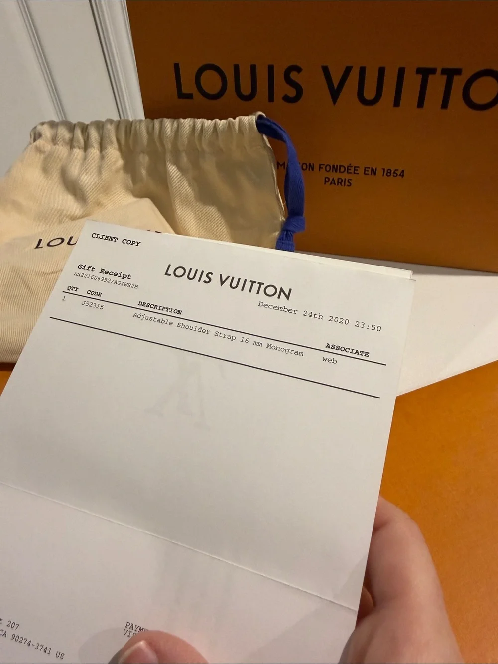 LV Adjustable Strap 16mm Monogram Full Set with COA